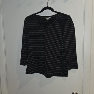Lucky Brand Black and White Striped Long Sleeve Top